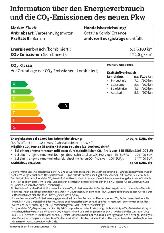 Octavia Combi Pkw Label